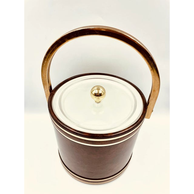 Vintage Georges Briard "Wood Grain" Pattern Ice Bucket For Sale In Los Angeles - Image 6 of 11