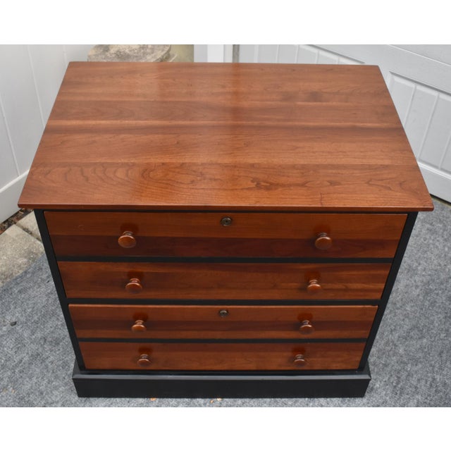 Ethan Allen Ethan Allen Cherry 2 Drawer Lateral File Cabinet Two Tone Black Locking Chest For Sale - Image 4 of 18