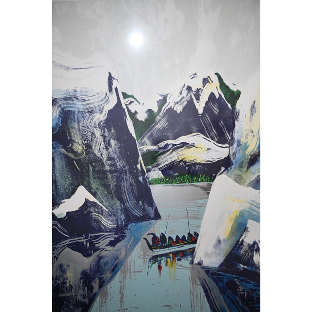 Earl Biss (Apsáalooke / Crow, 1947–1998), "War Canoes," 1980 — an original limited-edition serigraph with silver foil,...