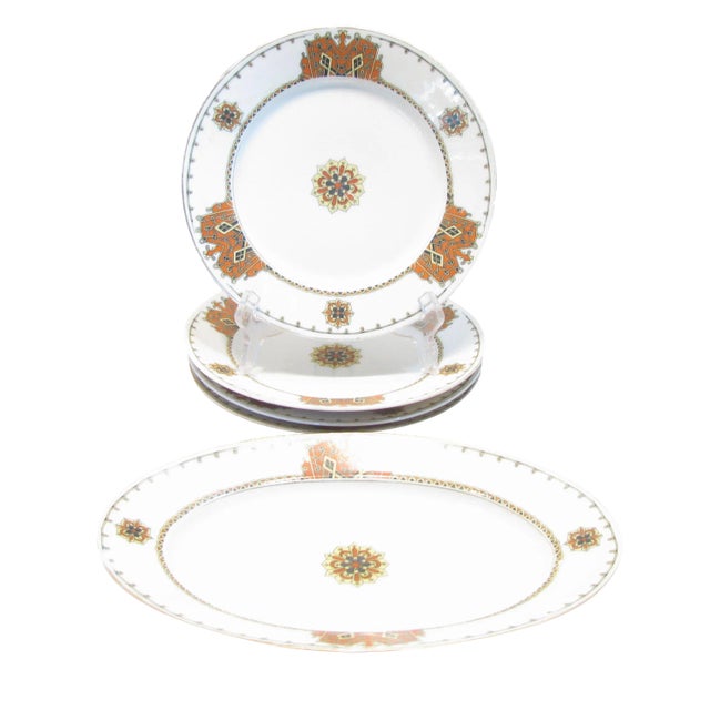 Antique European Heraldry Platter & Plates, Set of 5 For Sale