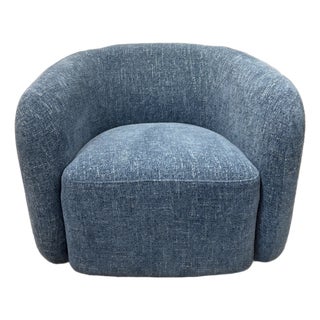 Uttermost Modern Blue Junie Swivel Chair For Sale