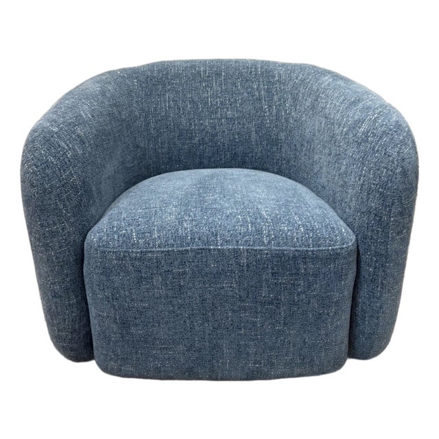 Uttermost Modern Blue Junie Swivel Chair For Sale