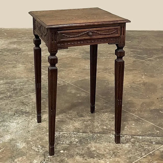 French Country Antique Country French Neoclassical Louis XVI End Table ~ Lamp Table For Sale - Image 3 of 13