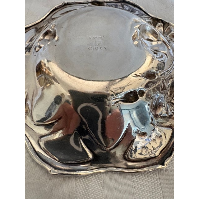 Late 19th Century Small Art Nouveau Sterling Silver Repousse Dish For Sale - Image 11 of 12