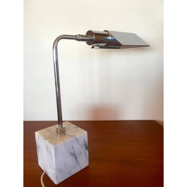 Vintage Koch & Lowy Carrara Marble and Chrome Desk Lamp For Sale In Fayetteville, AR - Image 6 of 8
