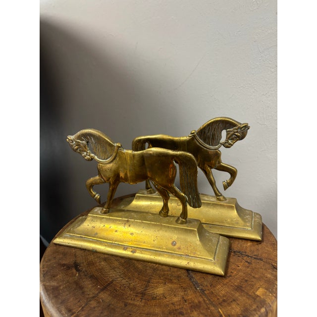 English Antique English Brass Bookend Doorstops For Sale - Image 3 of 11