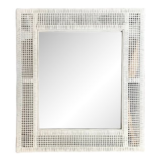 Boho Chic Lattice Rattan Mirror For Sale