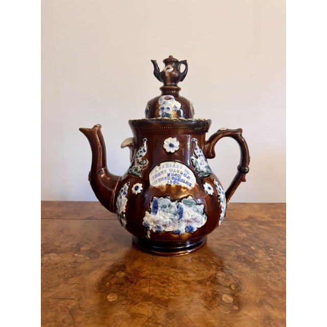 Large Antique Bargeware Tea Pot, 1880 For Sale - Image 6 of 6