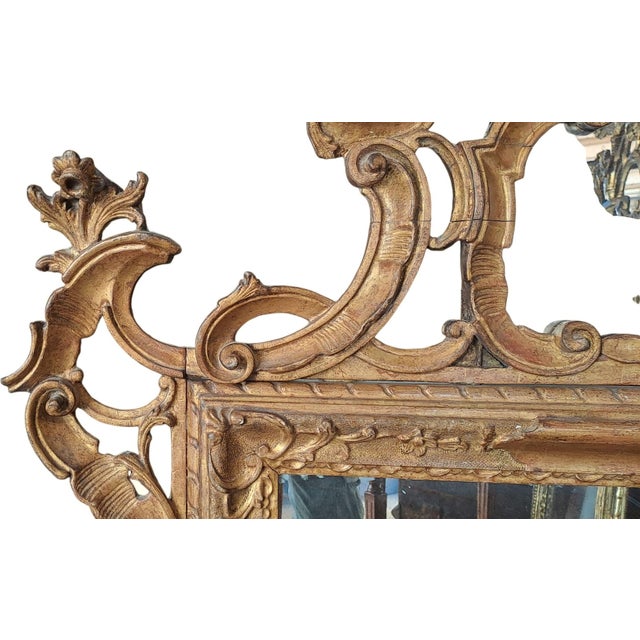 Gold Antique Carved Wooden Framed Mirror, 1800s For Sale - Image 8 of 11