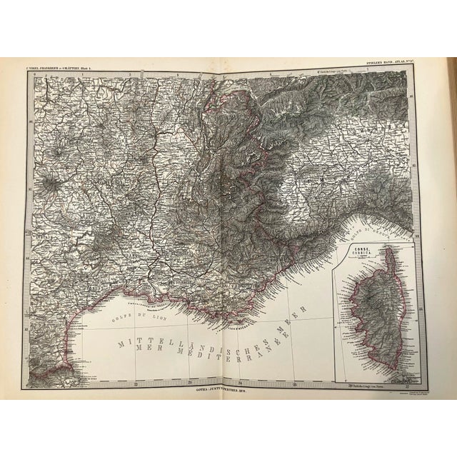Traditional 1878 Stieler Map of the French and Italian Riviera For Sale - Image 3 of 3