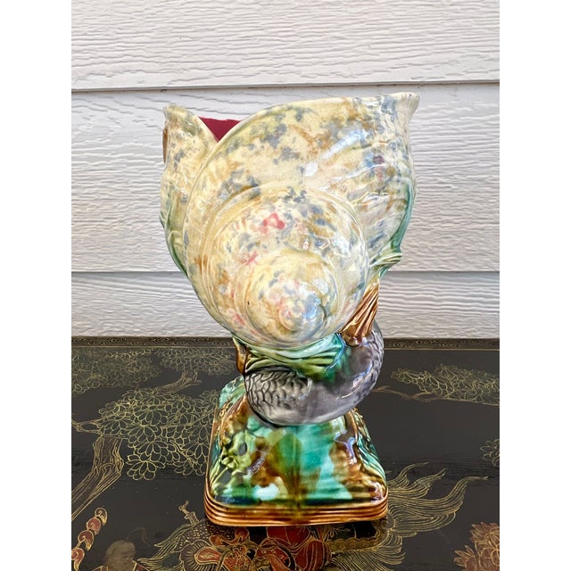 Antique Majolica Vase Bowl Dolphin Nautilus Shell English Royal Worcester C1870 For Sale - Image 14 of 18