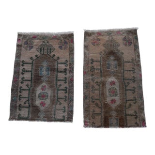 Muted Neutral Turkish Oushak Rug Floor Mats 1'5" X 2'3" - a Pair For Sale