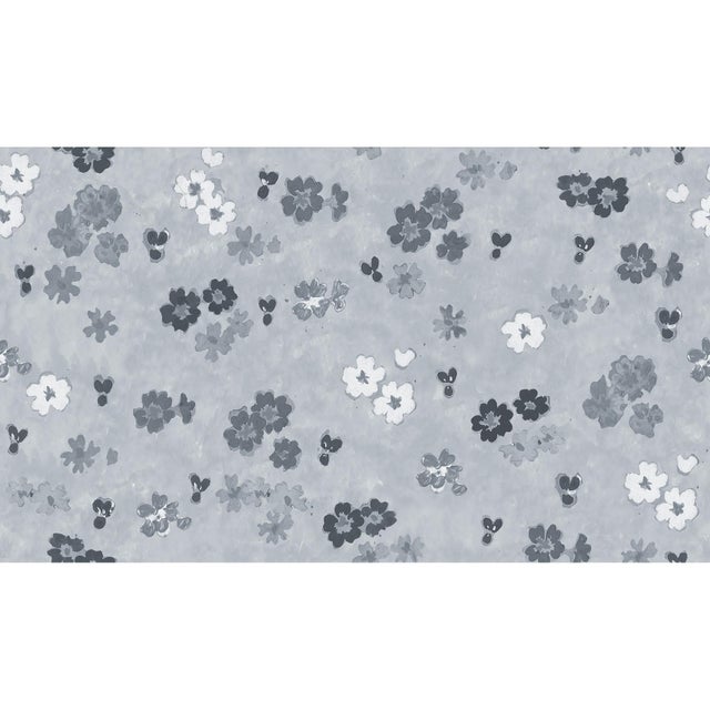 Art Deco Flower Field Wallpaper by Paule Marrot in Grays For Sale - Image 3 of 3