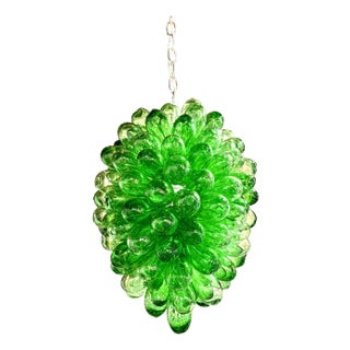 1990s Emerald Green Jewel Pendant of Hand Blown Glass For Sale