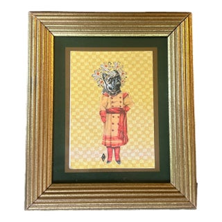 Contemporary Folk Art Miniature Dog Collage / Painting by Judy Henn For Sale