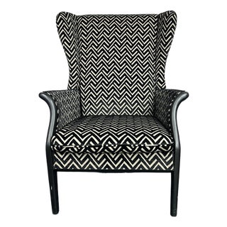 Mid-Century Modern #750 Froxfield Wing Back Chair in Mono Velvet Jacquard by Parker Knoll, 1980s For Sale