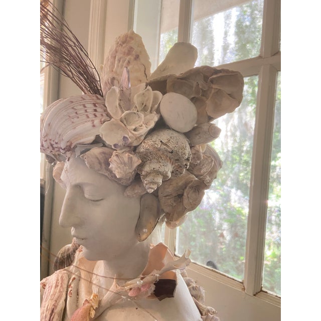 White Shell Bust, “May River Venus” by Artist Fancy, May River Neptune, Signed For Sale - Image 8 of 12