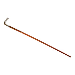 Beautiful Hand Hammered Sterling Silver Antique Leather Wrapped Horse Riding Crop Equestrian Home Decor For Sale