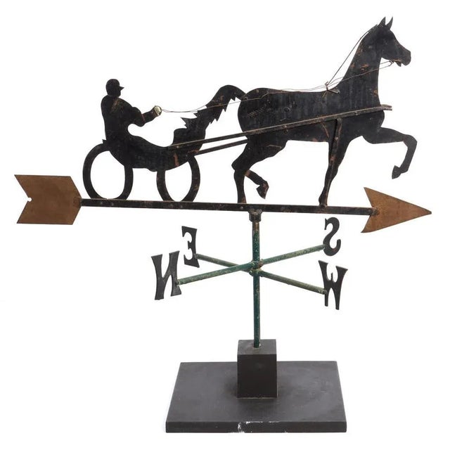 Folk Art Vintage Sulky and Rider Folk Art Weather Vane For Sale - Image 3 of 3