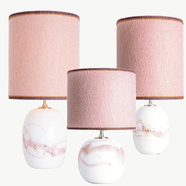 White and Pink Glass Table Lamp from Holmegaard, 1970s For Sale - Image 9 of 13