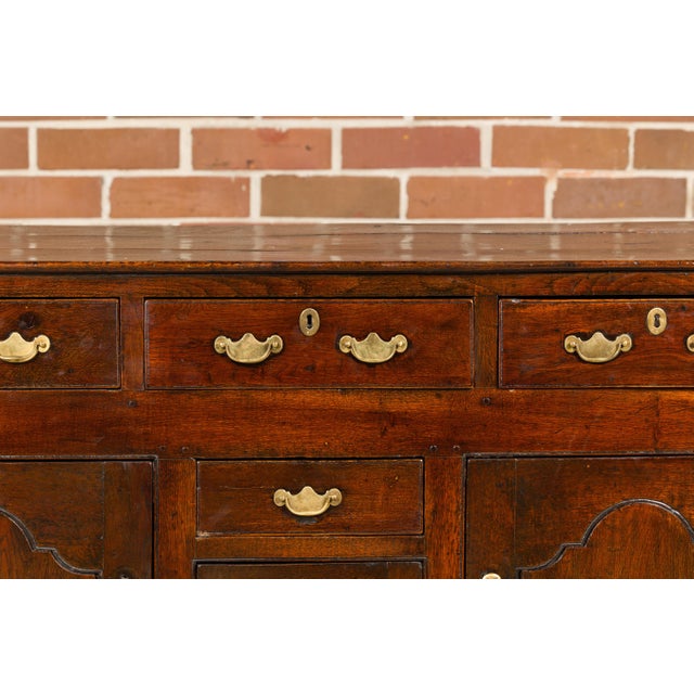 Wood English 19th Century Oak Buffet with Four Drawers and Three Doors For Sale - Image 7 of 12