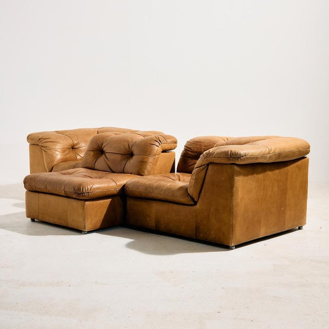 Modular Leather Sofa Set, 1970s, Set of 3 For Sale - Image 3 of 18