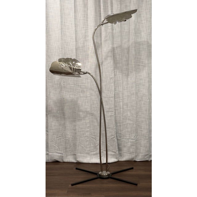 Modern Organically Glamorous “Rimini” Nickel Floor Lamp by Global Views For Sale - Image 3 of 8