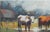 Original oil painting by Sean Wu, The herd of cattle is in the pasture.