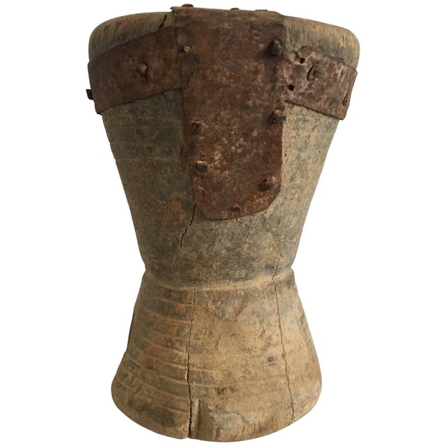 19th Century Small Wooden/Metal Mortar From Yemen/Saudi Border For Sale - Image 10 of 10