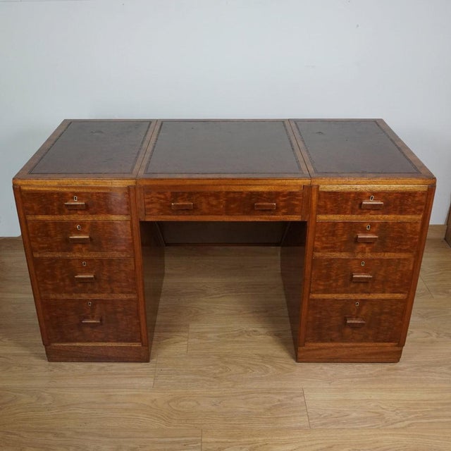 Art Deco Flame Mahogany Desk from Heals of London, 1930s For Sale - Image 3 of 16