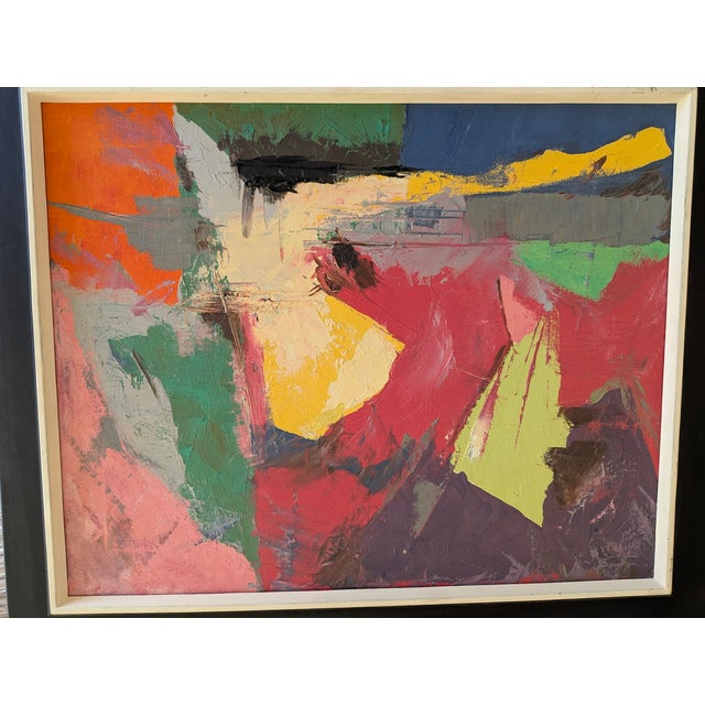 Abstract Mid-Century Abstract Oil Painting For Sale - Image 3 of 6