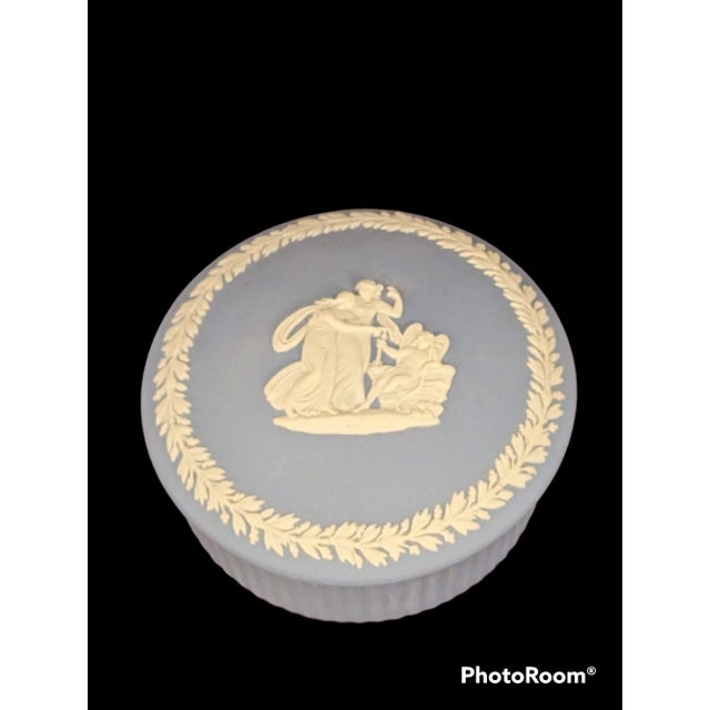 Ceramic Vintage Wedgwood Pale Blue Jasperware Round Lidded Trinket Box For Sale - Image 7 of 7