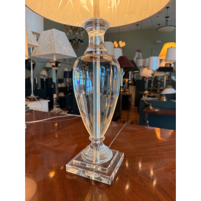 Late 20th Century Solid Crystal Urn Table Lamp For Sale - Image 4 of 4