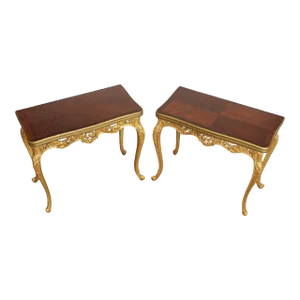 Mid 20th Century Herraiz Italian Louis XV Style Giltwood Game Tables - A Pair