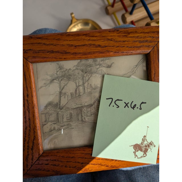 1920s Framed Artist House Scene Pencil Drawing For Sale In Atlanta - Image 6 of 6