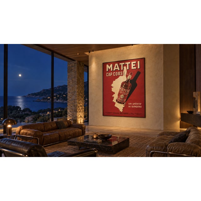 Mattei Cap Corse Large Lithograph, Advertising Aperitif wine Quinquina / XXL Old poster 320 cm x 240 cm Ln Mattei Cap...