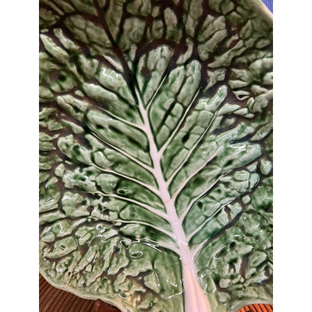 English Large Vintage Secla Majolica Cabbage Leaf Bowl, 1970’s For Sale - Image 3 of 5