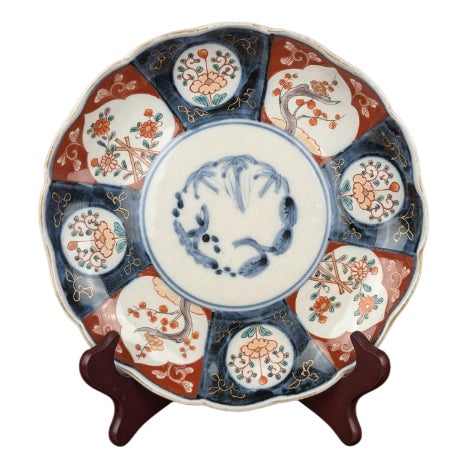 Japanese Imari Porcelain Plate with Spring Decoration, Late 19th Century For Sale