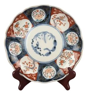 Japanese Imari Porcelain Plate with Spring Decoration, Late 19th Century