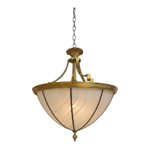 1910 Bronze and Leaded Glass Pedant