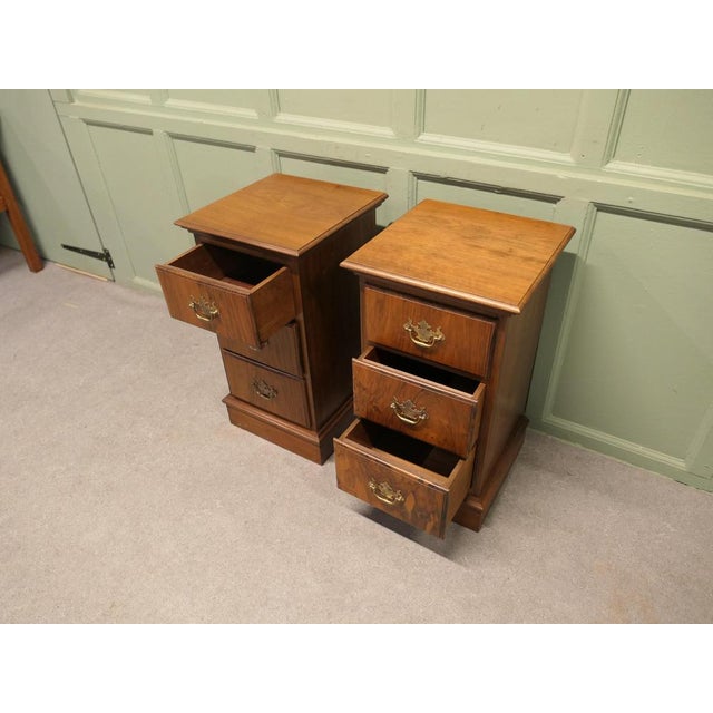 Art Deco Walnut Bedside Chests of Drawers, 1930, Set of 2 For Sale - Image 4 of 9