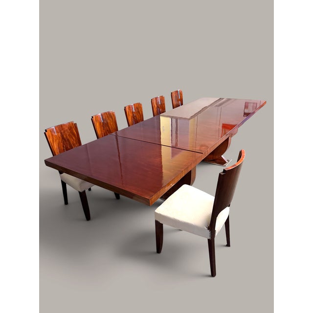 French Art Deco Dining Room Set in Mahogany, 1930s, Set of 7 For Sale - Image 10 of 13