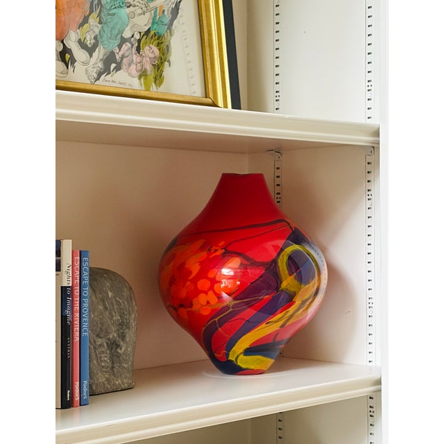 1990s Signed Ioan Nemțoi Romanian Hand-Blown Multicolor Art Glass Vase Circa 1990 For Sale - Image 5 of 16