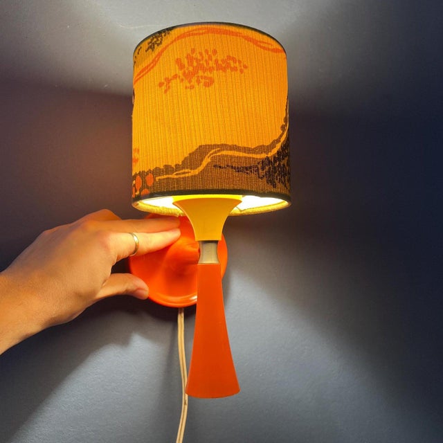 Mid-Century Space Age Orange Textile Sconce Wall Lamp For Sale - Image 11 of 11