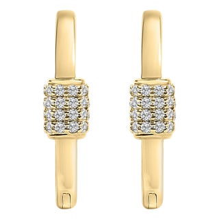 10K Yellow Gold 3/8 Cttw Lab Grown Diamond Heart Shaped Huggie Hoop Earrings (F-G Color, VS1-VS2 Clarity) For Sale