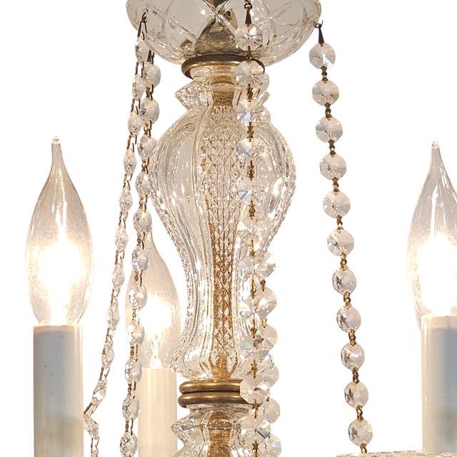 Transparent Mid-Century Italian 10-Arm Crystal Chandelier With Turkish Teardrop Prisms, c.1950s For Sale - Image 8 of 15
