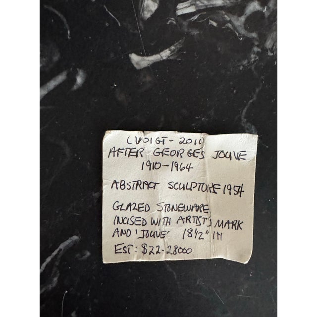 Pair of Signed Abstract/Biomorphic Black Stoneware Sculptures After Georges Jouve, Modernist, 2011 For Sale - Image 11 of 11