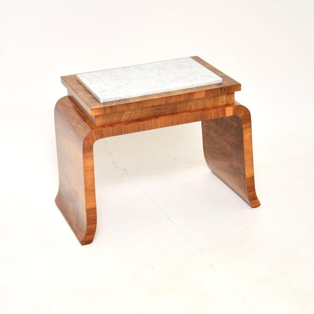 Art Deco Burr Walnut Side Table with Marble Top, 1930 For Sale - Image 10 of 10