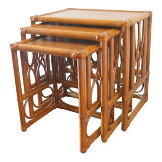Mid Century Modern Bamboo Nesting Tables For Sale