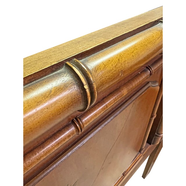 Vintage Faux Bamboo Aloha Full Headboard Attributed to Thomasville For Sale In New York - Image 6 of 7